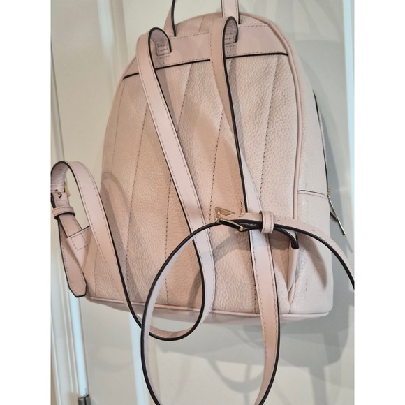 Michael Kors Rhea Mini Studded Pebbled Leather Backpack Pink Gold Hardware - Picture 3 of 11